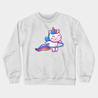 Cute Unicorn Playing Hula Hoop Cartoon Crewneck Sweatshirt